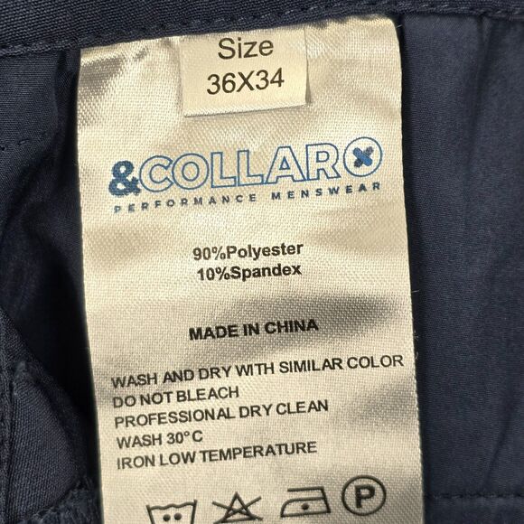&Collar Men's Performance Stretch Dress Pants Size 36 X 30 Spandex Blend Blue - Picture 6 of 12